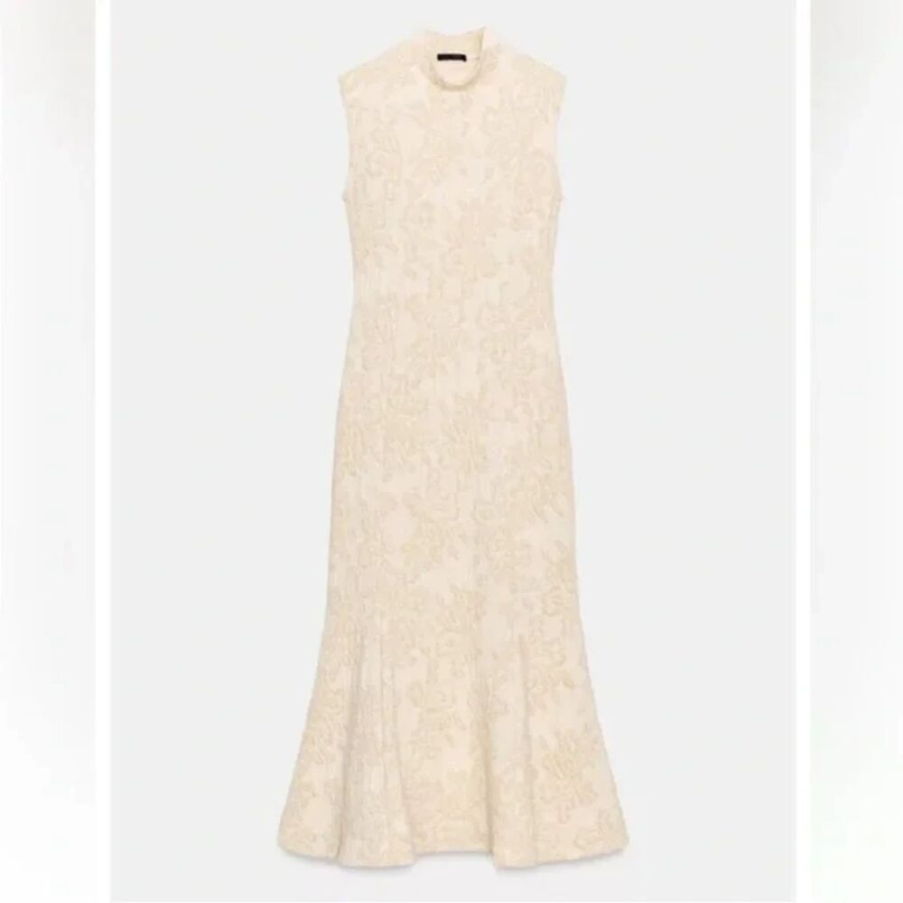 NWT ZARA METALLIC THREAD JACQUARD DRESS